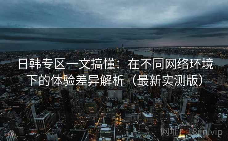 日韩专区一文搞懂：在不同网络环境下的体验差异解析（最新实测版）