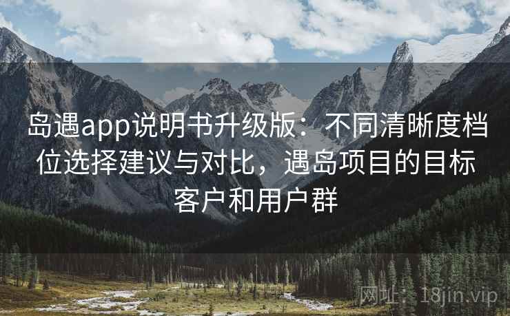 岛遇app说明书升级版：不同清晰度档位选择建议与对比，遇岛项目的目标客户和用户群