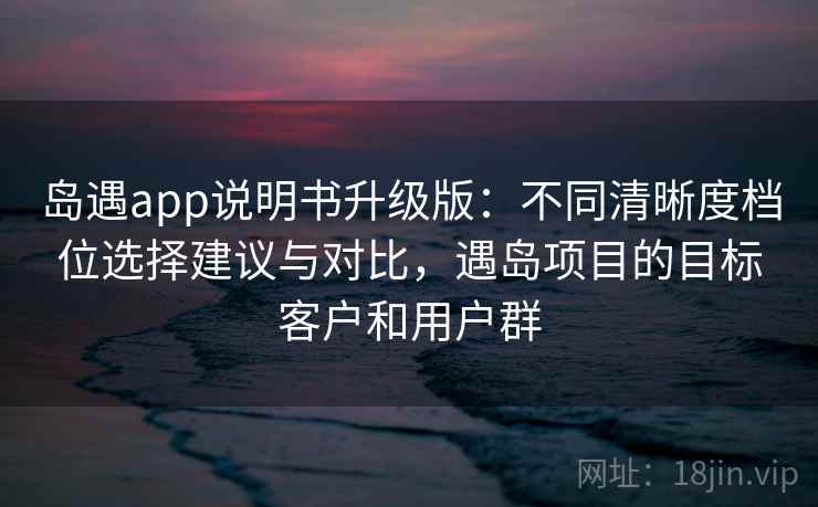 岛遇app说明书升级版:不同清晰度档位选择建议与对比,遇岛项目的目标客户和用户群 岛遇app说明书升级版:不同清晰度档位选择建议与对比,遇岛项目的目标客户和用户群