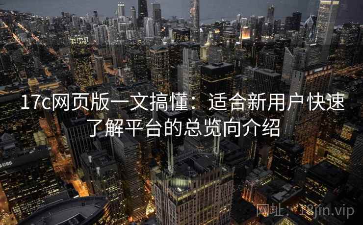 17c网页版一文搞懂：适合新用户快速了解平台的总览向介绍