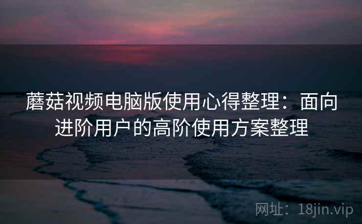 蘑菇视频电脑版使用心得整理:面向进阶用户的高阶使用方案整理